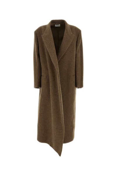The Row Dhani Oversized Asymmetrical Silhouette Coat In Beige