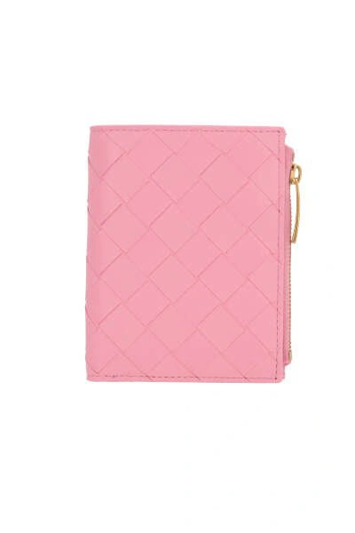 Bottega Veneta Intreccio Zipped Wallet In Pink