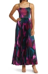 Hutch Floral Print Pleat A-line Dress In Multi Brushstroke