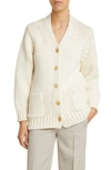 The Row Evesham Wool Button-front Cardigan In Light Shell