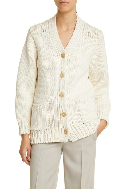 The Row Evesham Wool Button-front Cardigan In Light Shell