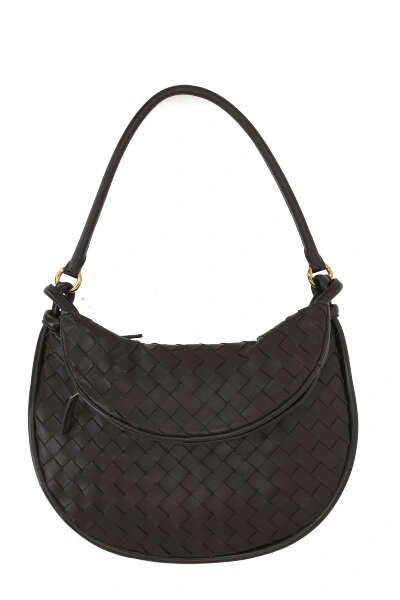 Bottega Veneta Gemelli Medium Intrecciato Leather Shoulder Bag In Black-m Brass