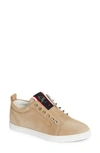 Christian Louboutin Suede Spike Red Sole Slip-on Sneakers In Saharienne