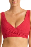 Sea Level Cross Front Multifit Bikini Top In Red