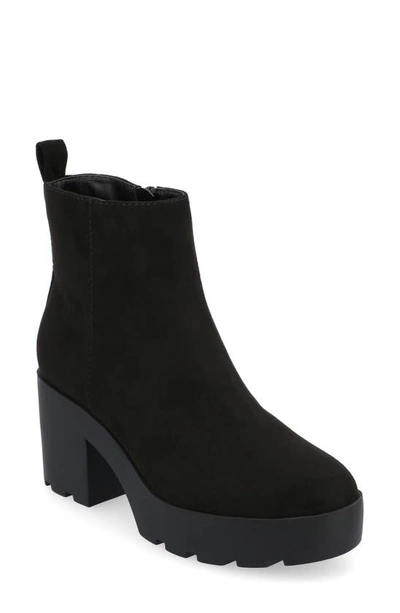 Journee Collection Women's Cassidy Platform Block Heel Lug Sole Booties In Black