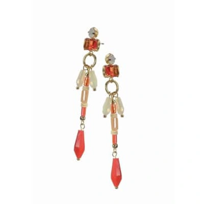 Hot Tomato Tequila Sunrise Cluster Earrings In Red