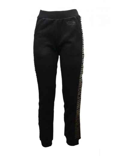 Moschino Mid Rise Logo Tape Track Trousers In Black