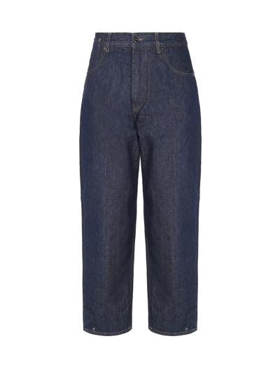 Jacquemus Navy Blue Cotton Denim Jeans In Brown