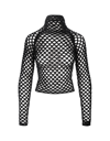 ALAÏA BLACK KNITTED TURTLENECK CAGE PULLOVER