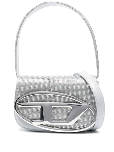Diesel Crystal-embellished 1dr Shoulder Bag In Silver