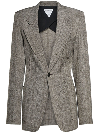 Bottega Veneta Knotted Melange Viscose Blazer Jacket In Brown