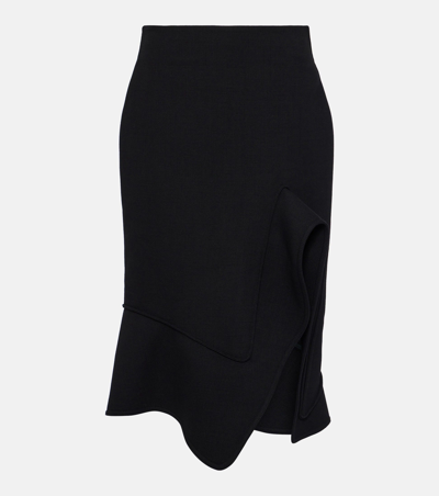 Bottega Veneta Fitted-waist Flared Midi Skirt In Nero