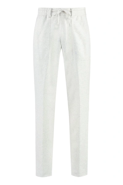 Hugo Boss Wool Blend Trousers In Ivory