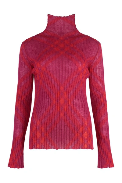 Burberry Mohair Blend Pullover In Fuchsia