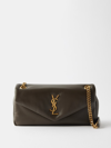 Saint Laurent Calypso Small Ysl Shoulder Bag In Smooth Padded Leather In Brown