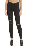 Hue Ripped Knee Denim Leggings In Black