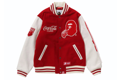 Pre-owned Bape X Coca-cola Varsity Jacket Red