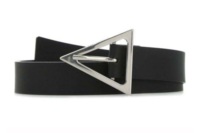 Pre-owned Bottega Veneta Triangle Logo Buckle Rubber Belt Black