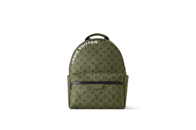 Pre-owned Louis Vuitton Discovery Backpack Pm Khaki Green/vermillion Red