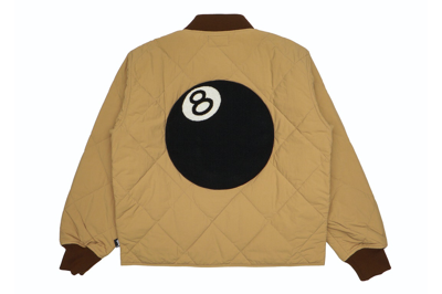Pre-owned Stussy 8 Ball Quilted Liner Jacket Brown