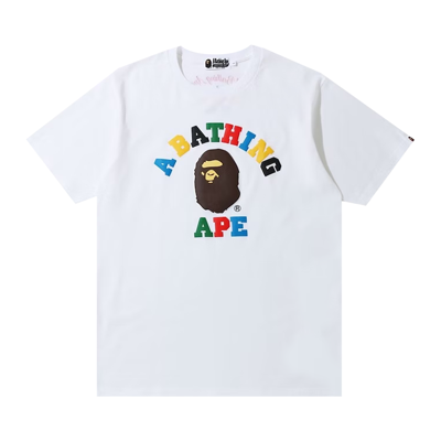 Pre-owned Bape Multi Color Letters College Tee 'white'