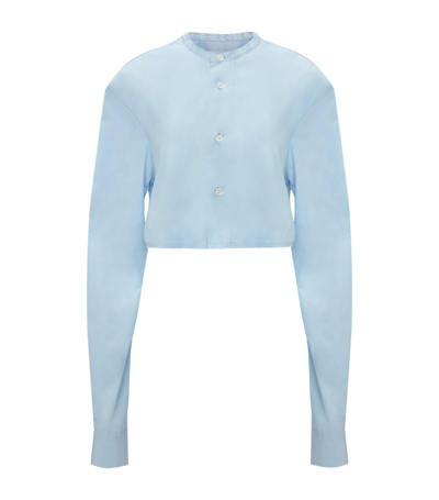 Jw Anderson Cropped Raw-edge Shirt In Blue
