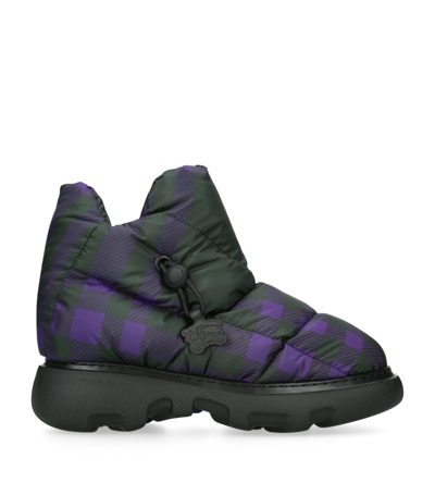 Burberry Check Pillow Boots In Purple