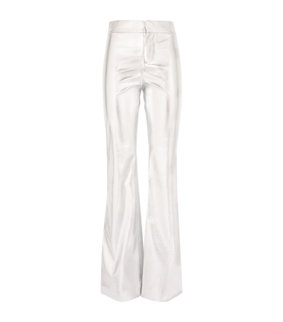 Alice And Olivia Metallic Livi Low-rise Bootcut Trousers In Silver