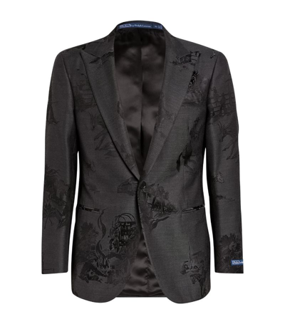 Ralph Lauren Wool-silk Jacquard Blazer In Black