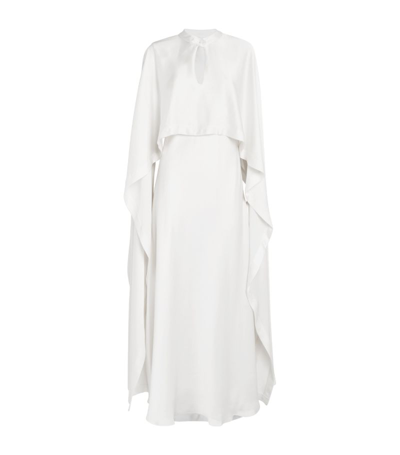 Simkhai Amory Mock-neck A-line Cape Gown In White