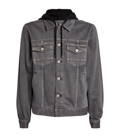 Paige Scout Hooded Denim Jacket In Grey