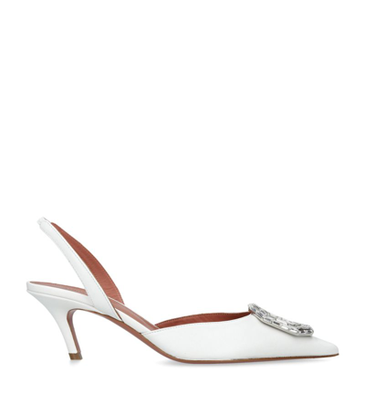 Amina Muaddi Camelia 60mm Slingback Pumps In White