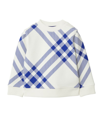 Burberry Kids Cotton-blend Check Sweatshirt (6-24 Months) In White
