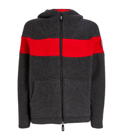 Giorgio Armani Colour-block Felted Zip-up Hoodie In Grey