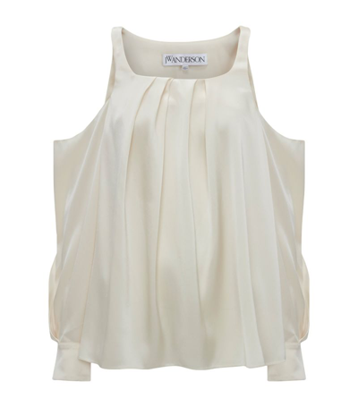 Jw Anderson Cold-shoulder Flared Blouse In White