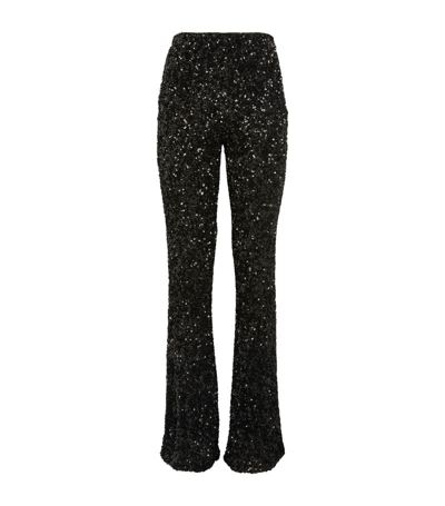 Alice And Olivia Sequinned Teeny Bootcut Trousers In Black