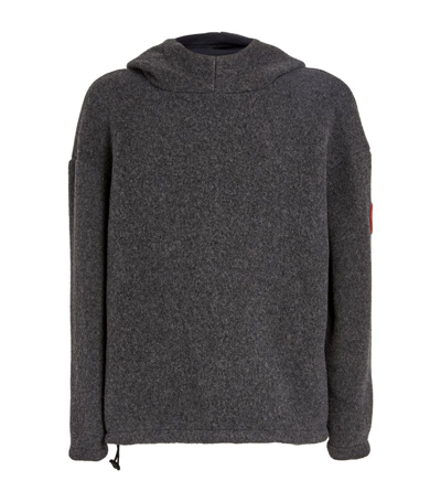 Giorgio Armani Mélange-effect Wool-blend Knitted Hoodie In Grey