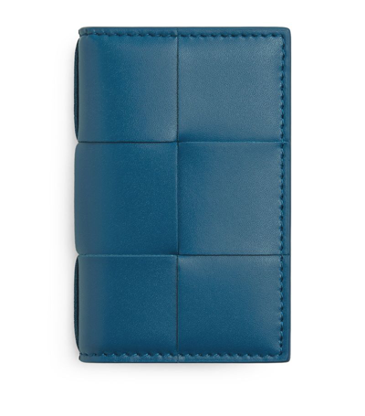 Bottega Veneta Leather Cassette Flap Wallet In Blue