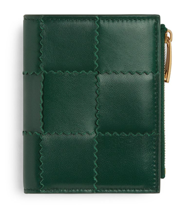 Bottega Veneta Leather Cassette Bifold Wallet In Green