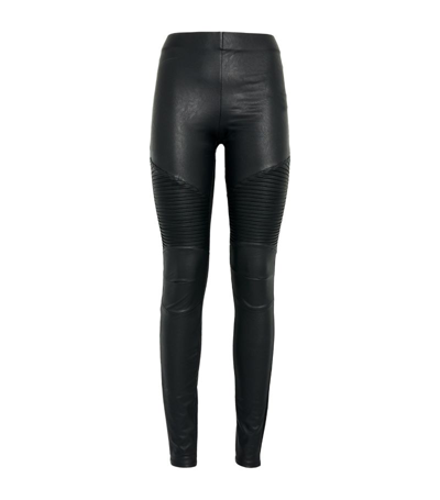 Good American Faux Leather Moto Skinny Jeans In Black