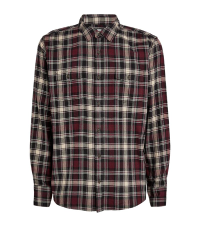 Paige Mens Onyx Cosmos Everett Checked Cotton-blend Shirt In Red