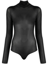Prada Gazar Jersey Bodysuit In Black