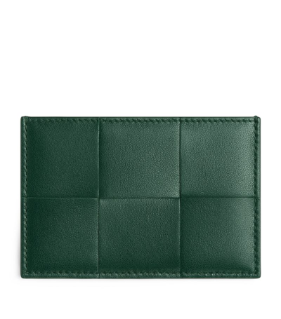 Bottega Veneta Leather Intreccio Card Holder In Green