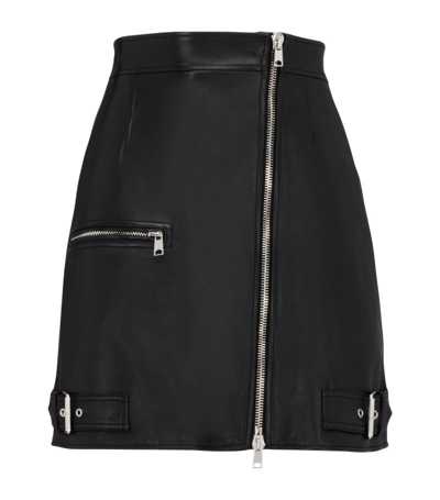 Alexander Mcqueen Leather Mini Skirt In Black