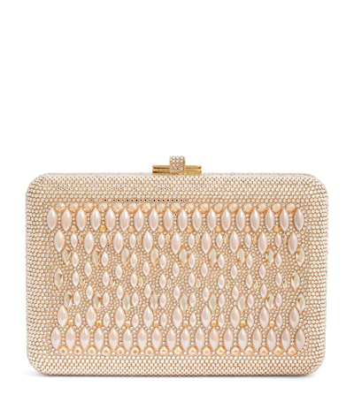 Judith Leiber Pearl Lace Slim Slide Clutch Bag In Gold