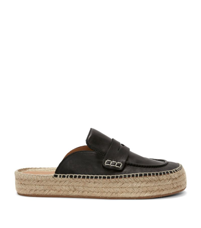 Jw Anderson Leather Espadrille Loafer Mules In Black