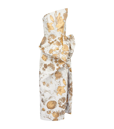 Alexander Mcqueen Floral-jacquard Maxi Dress In Gold