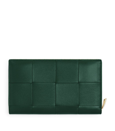 Bottega Veneta Leather Cassette Zip-around Wallet In Green