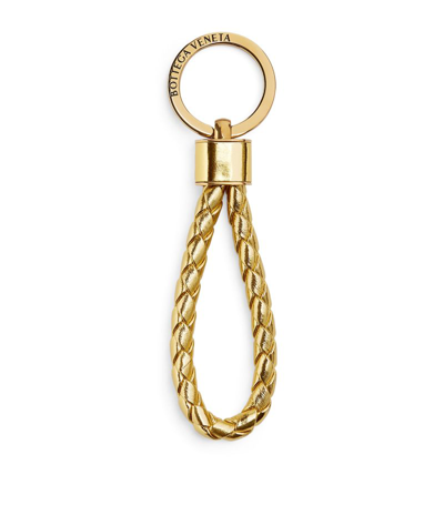 Bottega Veneta Leather Intrecciato Keyring In Multi