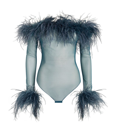 Oseree Plumage Bodysuit In Blue